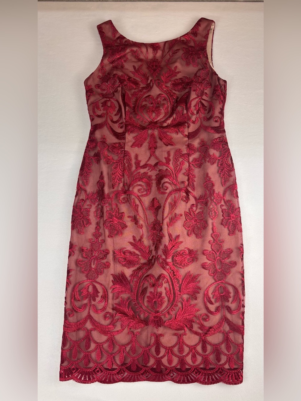 Calvin Klein Red Lace Midi Dress